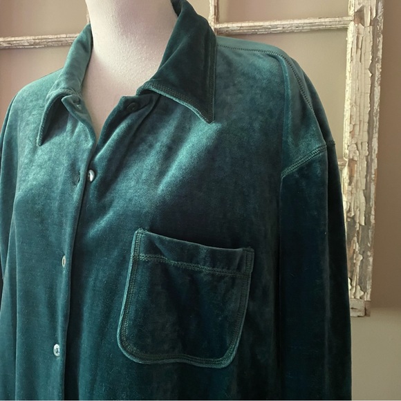 🦚Vintage green velour shacket - Picture 3 of 7